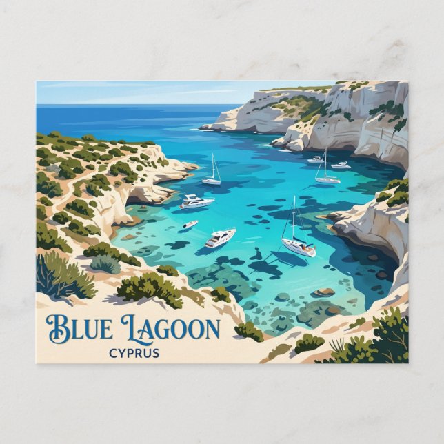 Cartão Postal Lagoa Azul, Akamas Chipre (Frente)