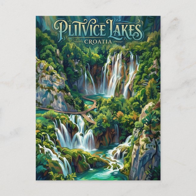 Cartão Postal Lagos de Plitvice Croácia (Frente)