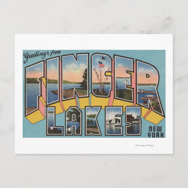 Cartão Postal Lagos Dedos, Nova Iorque - Cenas Largas (Frente)