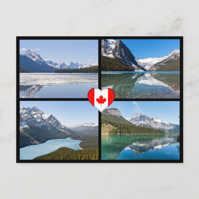 Cartão Postal Lagos e paisagens famosos no oeste do Canadá (Frente)