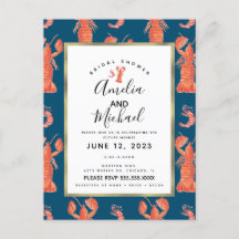 Lagosta Camarão Lagostim Chá de Noiva àquarela I