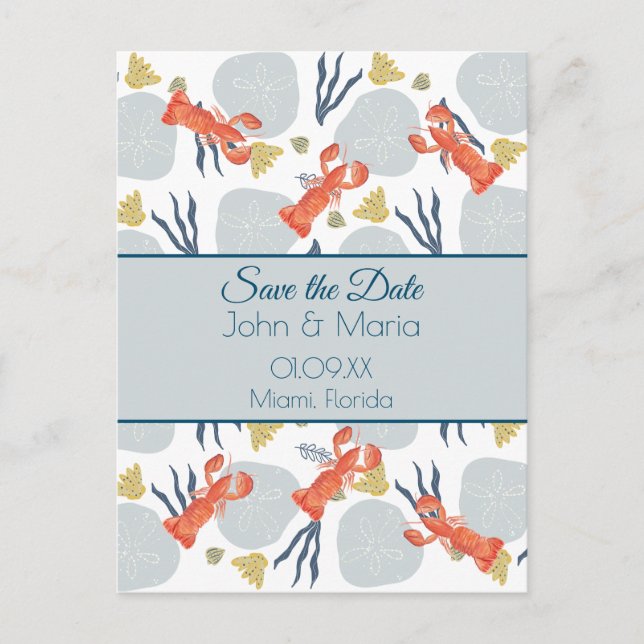 Cartão Postal Lagosta Crustaceano Praia Dólares Botânicos (Frente)