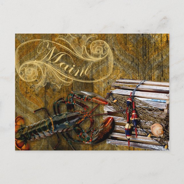 Cartão Postal Lagosta de grunge (Frente)