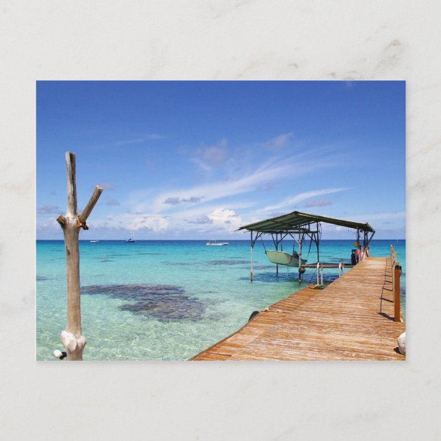 Cartão Postal Laguna Azul no Tuamoto, Polinésia Francesa (Frente)