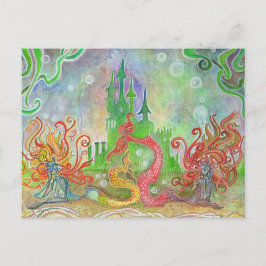 Cartão Postal Laguna de Sereia de Pintura em Aquarela -