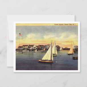 Cartão Postal Laguna de Yacht de Ocean City NJ nos anos 50