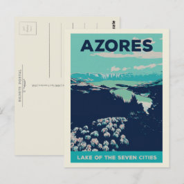 Cartão Postal Laguna dos Açores de 7 cidades ilustradas por Port