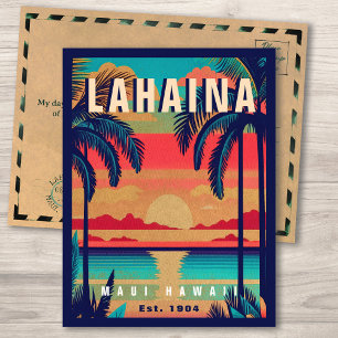 Cartão Postal Lahaina Maui Hawaii Retro Sunset Souvenir 1950