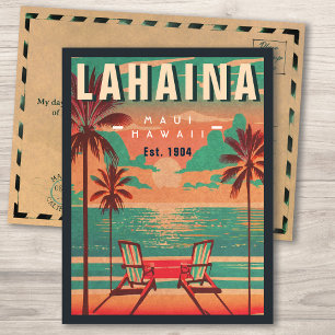 Cartão Postal Lahaina Maui Hawaii Retro Sunset Souvenir 1950