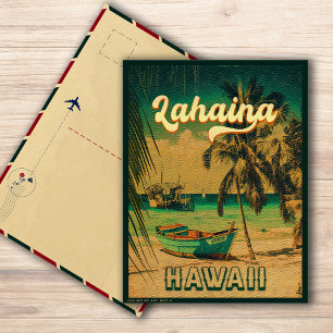 Cartão Postal Lahaina Maui Hawaii Retro Sunset Souvenir 1950