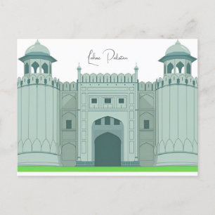 Cartão Postal Lahore Antigo Paquistão Badshahi Viagem aquarela
