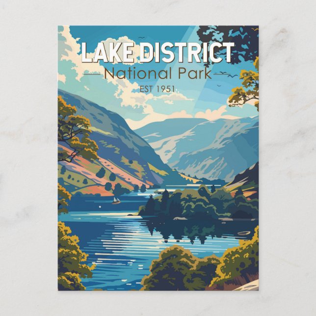 Cartão Postal Lake District National Park England Viagem Art (Frente)