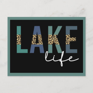 Cartão Postal Lake Life Cheetah Impressão Tipografia