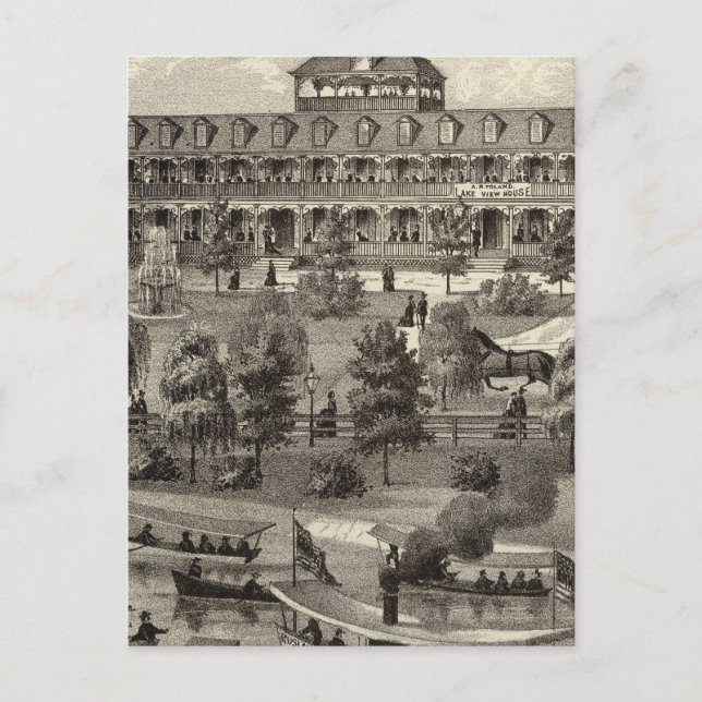 Cartão Postal Lake View House em Asbury Park, NJ (Frente)