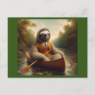 Cartão Postal Lama Em Uma Canoa