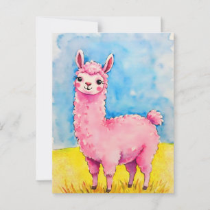 Cartão Postal Lama rosa contra o céu azul