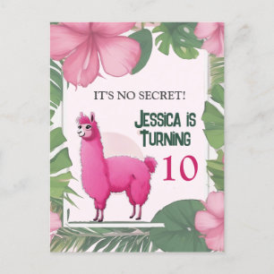 Cartão Postal Lama Sorridente Feliz Rosa