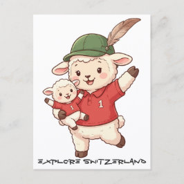 Cartão Postal Lamb Family Fan with Alpine Hat