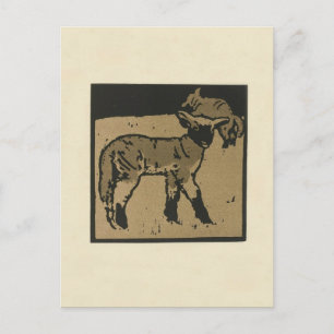 Cartão Postal Lamb - Ilustração de Animais Quadrados