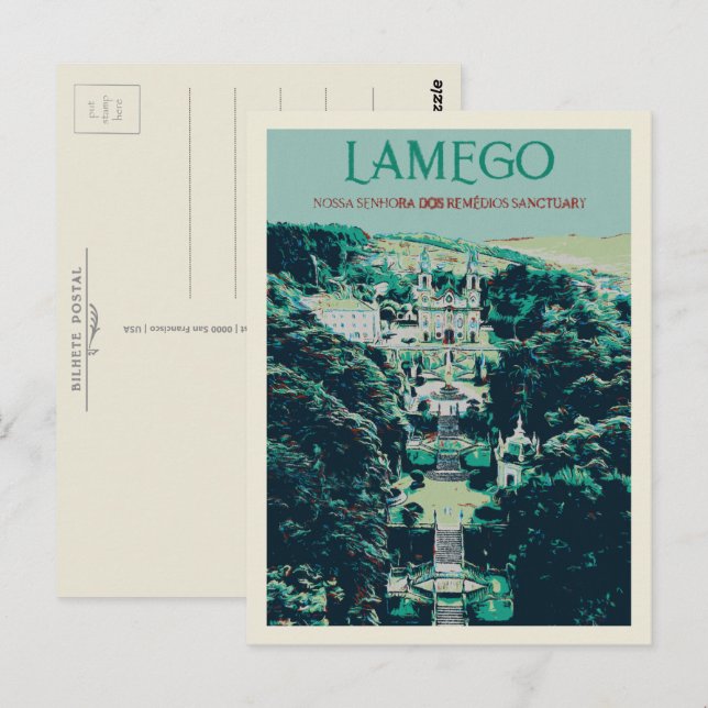Cartão Postal Lamego Santuário em Portugal Ilustração (Frente/Verso)