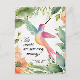 Cartão Postal Lamentações 3:22-23 Beija-flor Cristão