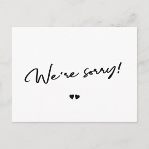 Cartão Postal Lamentamos o adiamento do cancelamento preto e bra