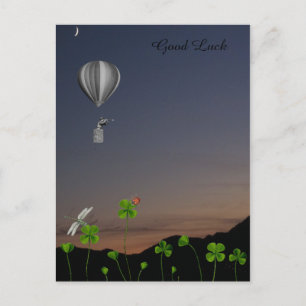Cartão Postal Lâmina com quatro trevos de folha - Boa sorte