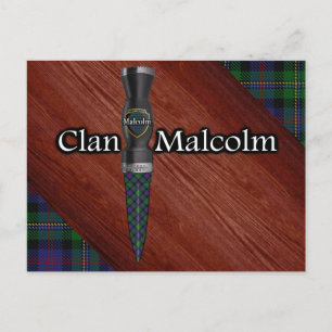 Cartão Postal Lâmina Sgian Dubh do Tecido do Clã Malcolm