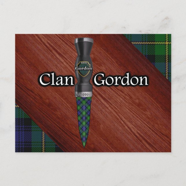 Cartão Postal Lâmina Sgian Dubh Tecido Clan Gordon (Frente)