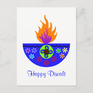 Cartão Postal Lâmpada Colorida Diwali Diya