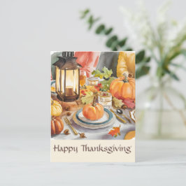 Cartão Postal Lâmpada de Aquarela do Banquete da Temporada de Gr