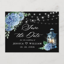 Lâmpada de Hortênsia Azul Casamento Preto Salve a 