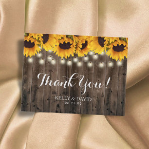 Cartão Postal Lâmpadas de Corda de Girassóis Casamento Country O