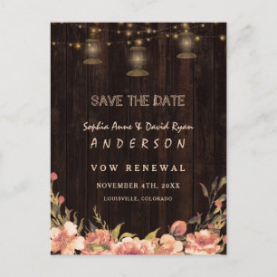 Cartão Postal Lâmpadas de madeira floral antiga NÓS AINDA FAZEMO