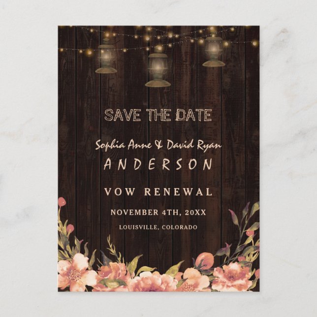 Cartão Postal Lâmpadas de madeira floral antiga NÓS AINDA FAZEMO (Frente)