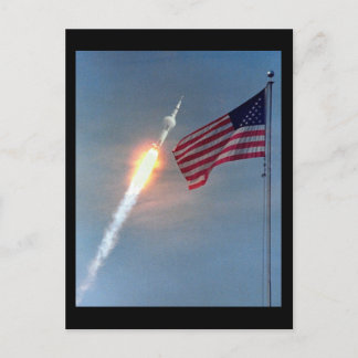 Cartão Postal Lançamento da Apollo 11, com bandeira, NASA