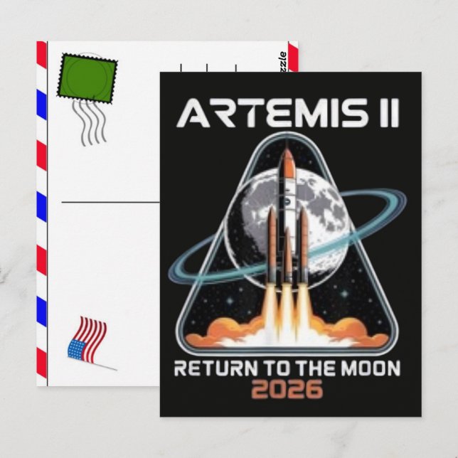 Cartão Postal Lançamento da Artemis II para a Lua 2026 (Frente/Verso)