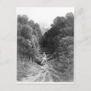 Cartão Postal Lancelot aproxima-se do Castelo em Astolat