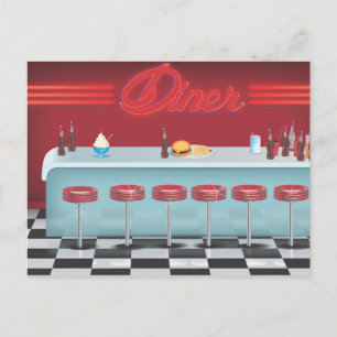 Cartão Postal Lanchonete Clássica Americana Vintage