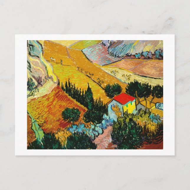 Cartão Postal Landscape House e Plowman Vincent Van Gogh (Frente)