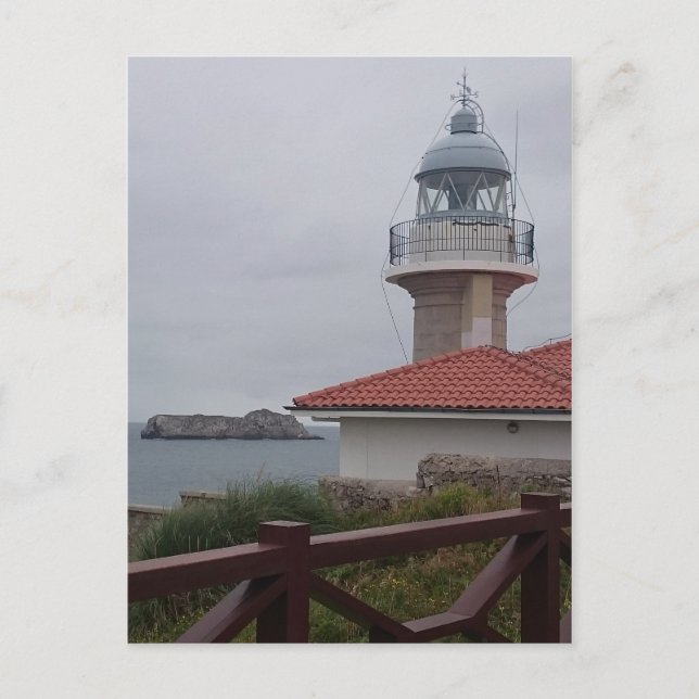 Cartão Postal Landscape Ligthhouse na Espanha de Suances Cantabr (Frente)