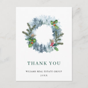 Cartão Postal Landscape Wreath Christmas Corporate Obrigado