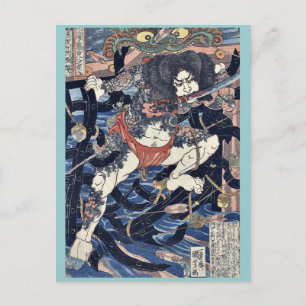 Cartão Postal Lang Libai e Fei Zhangfan por Utagawa, Kuniyoshi