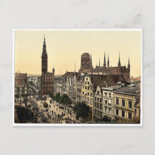 Cartão Postal Langen Market and Court House, Danzig, West Prussi