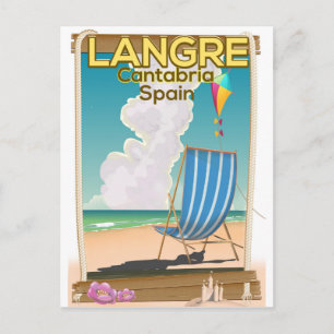 Cartão Postal Langre, Cantabria Espanha cartaz de praia