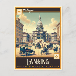Cartão Postal Lansing, Michigan | Vintage
