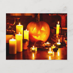 Cartão Postal Lanterna de abóbora de Halloween