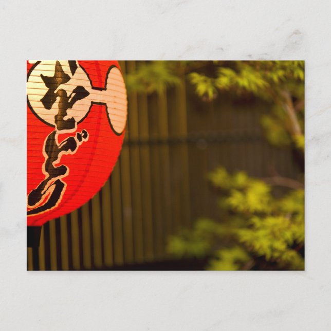 Cartão Postal Lanterna de papel pintada de vermelho e árvore, Ky (Frente)