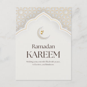Cartão Postal Lanterna e Crescente Arte do Ramadan Kareem