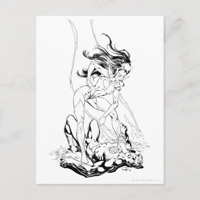 Cartão Postal Lanterna Verde e Espírito Estrela (Frente)